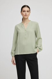 b.young BYIloni Bluse mit strukturiertem Jacquardmuster – Rauchgrün