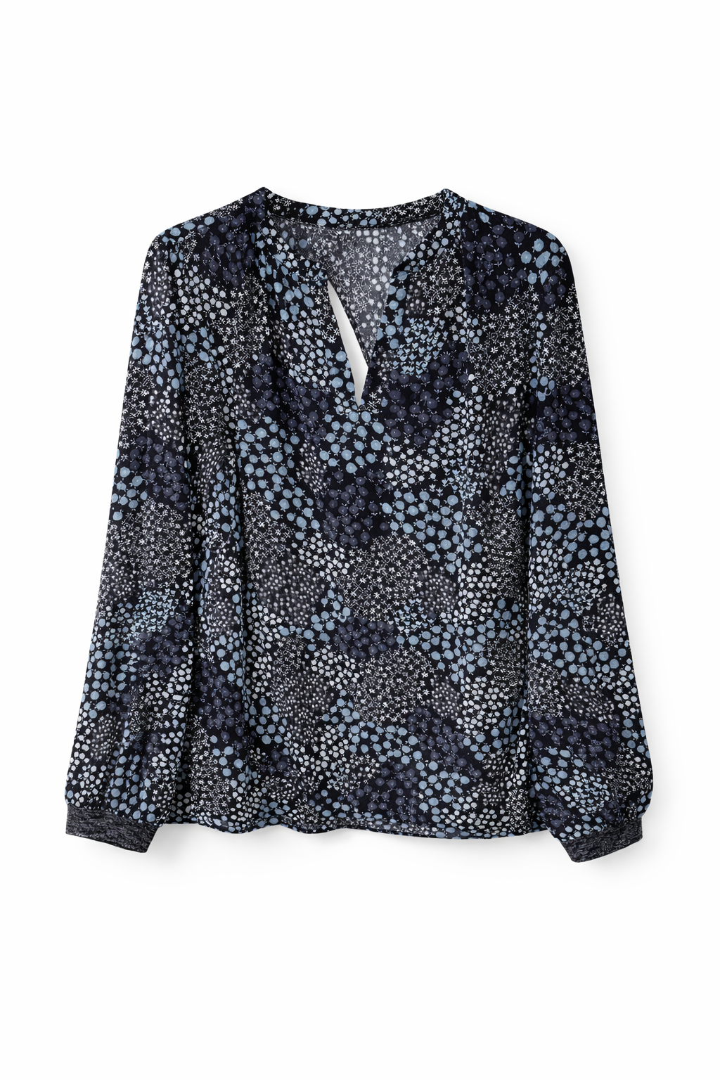 Saint-Tropez-Bluse mit Polka-Dots und Bindekragen – Schwarz & Weiß