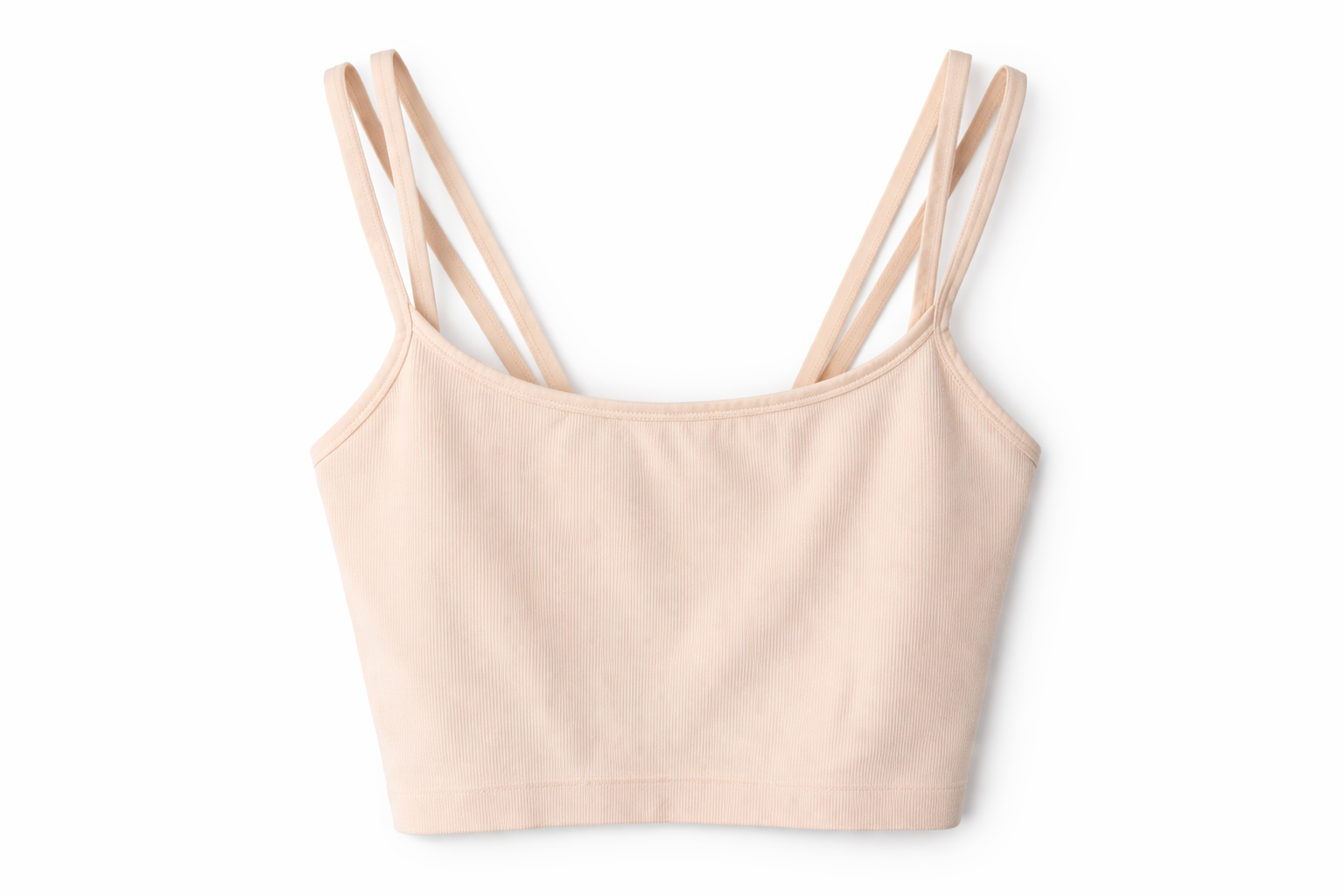 Hoxton Haus geripptes Crop-Top mit Trägern – Nude