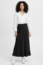 b.young Bydolora Satin-Midirock mit schrägem Schnitt - Schwarz