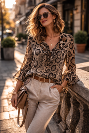 Sorbet SBELAH Bluse mit Leopardenmuster - Braun