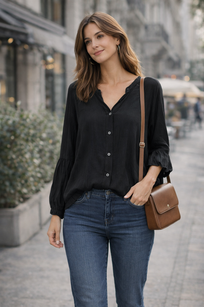 Sorbet SBPAJA Button-Down Hemd - Schwarz