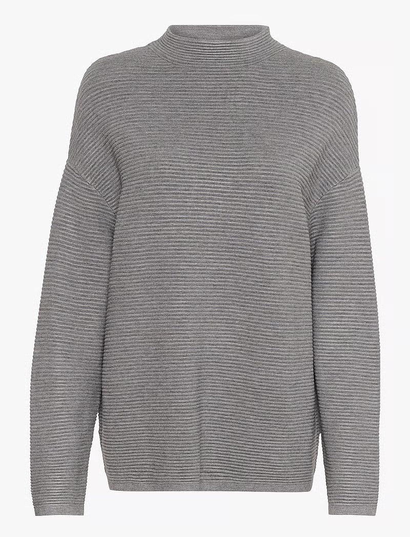 InWear TiaIW Boxy Pullover - Grauer Rippstrickpullover