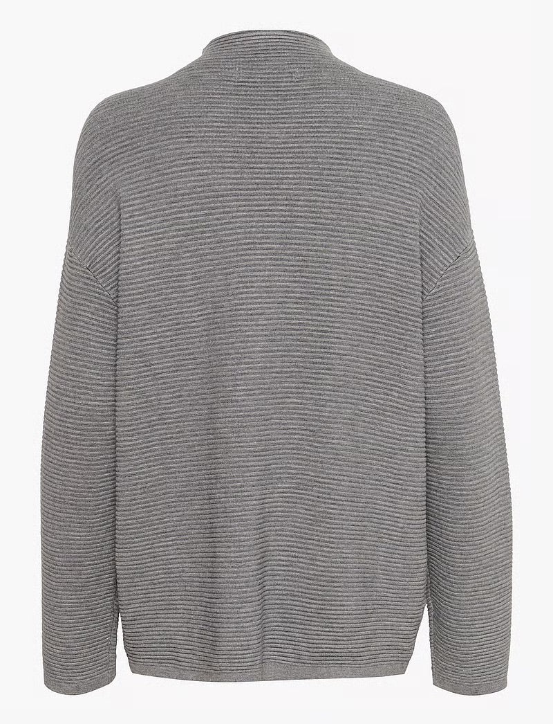 InWear TiaIW Boxy Pullover - Grauer Rippstrickpullover