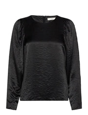 InWear DidraIW Bluse - Schwarze Jacquard-Bluse mit Puffärmeln