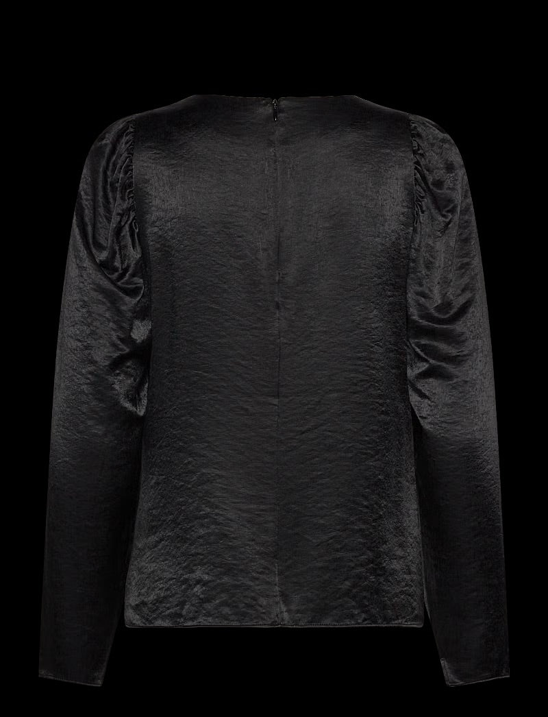 InWear DidraIW Bluse - Schwarze Jacquard-Bluse mit Puffärmeln