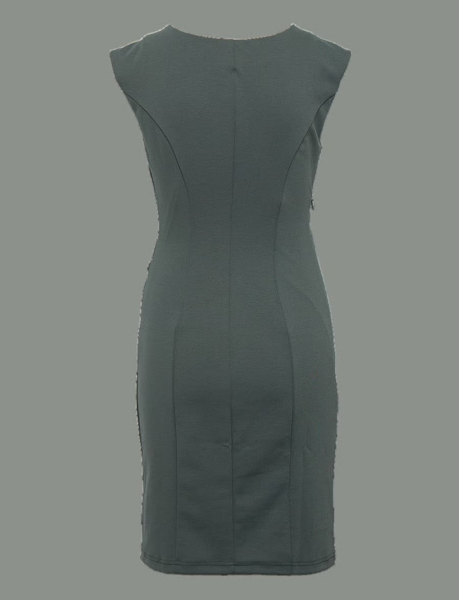 Kaffe KAindia Bodycon-Kleid mit Raffung seitlich, Balsamgrün – Rundhals, kurze Ärmel, knielang | Damen