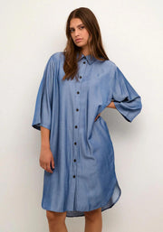 Kaffe Leonora Oversize-Hemdkleid – Chambrayblau