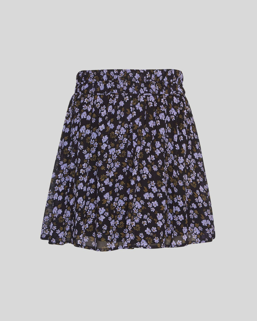 MSCH Copenhagen Kasandra Orabella Damenrock mit Blumenmuster – Schwarz/Lavendel