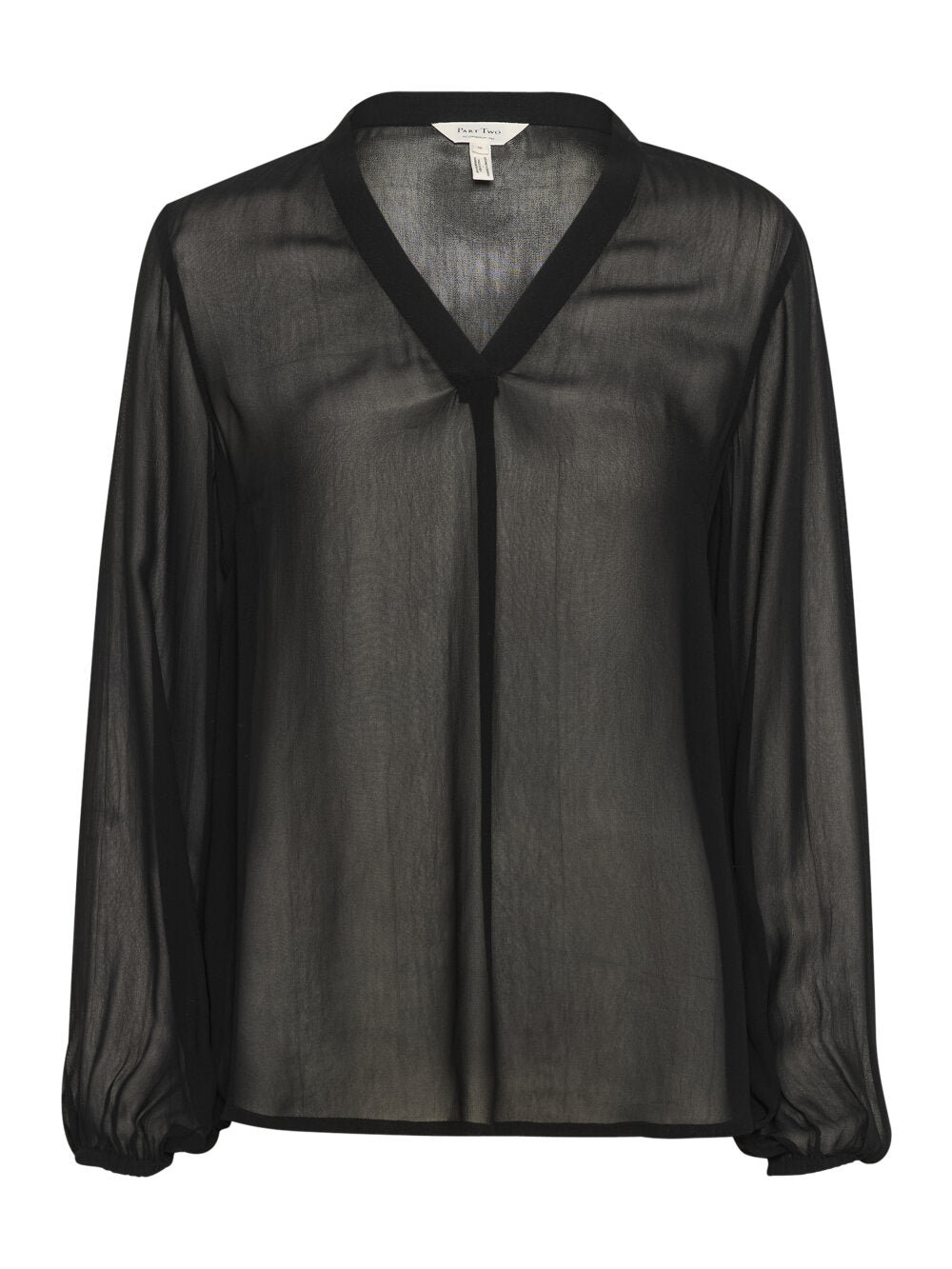 Part Two DittePW Bluse - Schwarze, transparente Bluse mit V-Ausschnitt