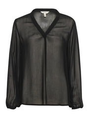Part Two DittePW Bluse - Schwarze, transparente Bluse mit V-Ausschnitt