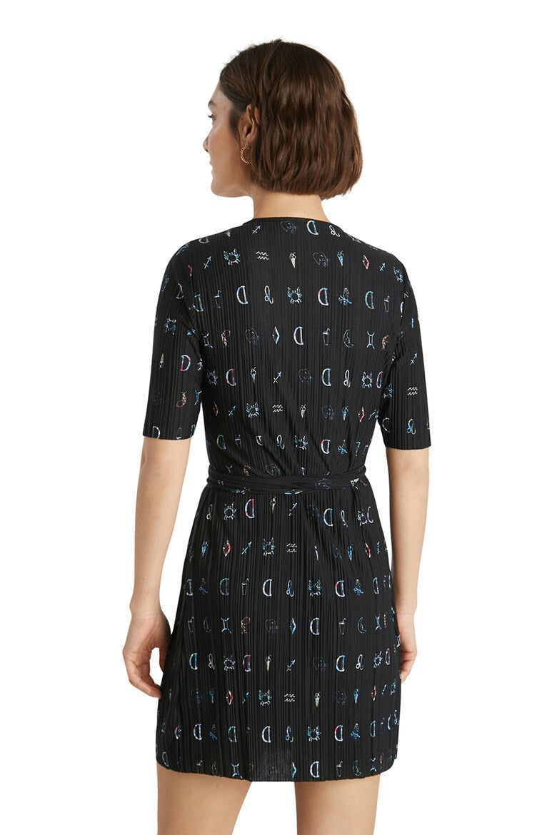 Desigual kurzes, plissiertes Kleid, schwarz