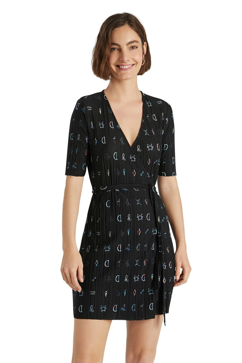 Desigual kurzes, plissiertes Kleid, schwarz