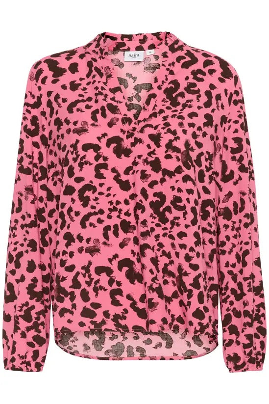 Saint Tropez EDASZ Damenbluse mit Animalprint – Chateau Rose