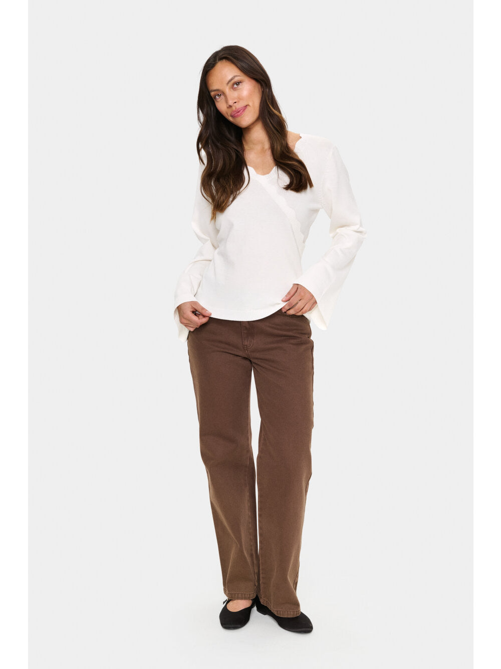 Saint Tropez MADLENASZ Pullover mit V-Ausschnitt – Eis